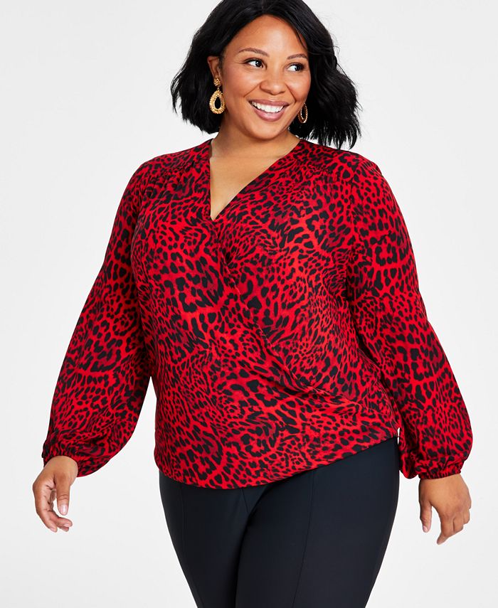 Macy's red discount plus size tops