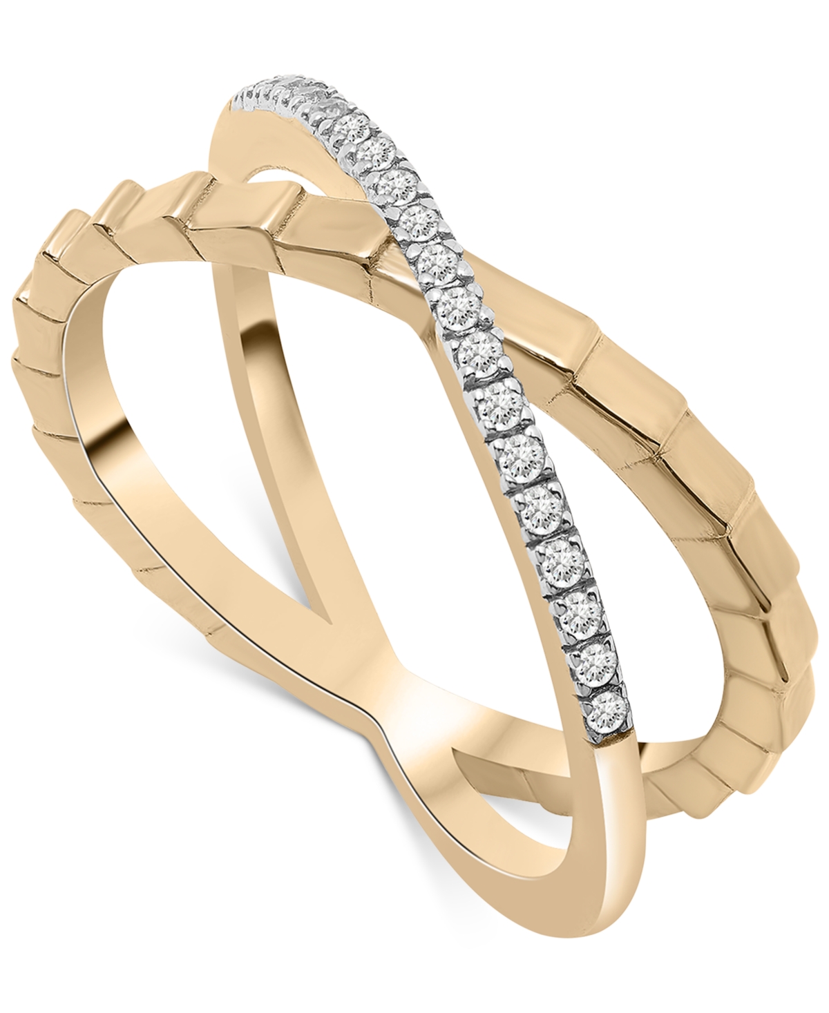 Diamond Crossover Ring (1/10 ct. t.w.) in Gold Vermeil, Created for Macy's - Gold Vermeil