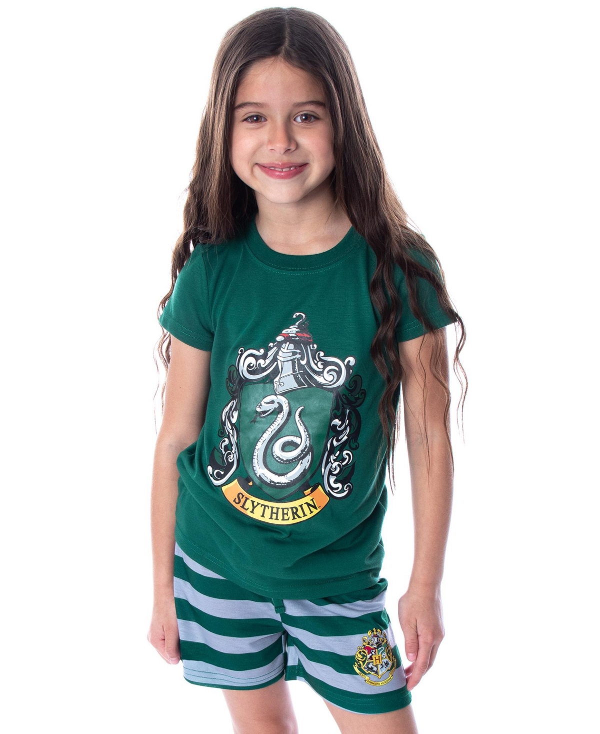 Harry Potter Girls Hogwarts Castle House Crest T-Shirt and Shorts Pajama Set