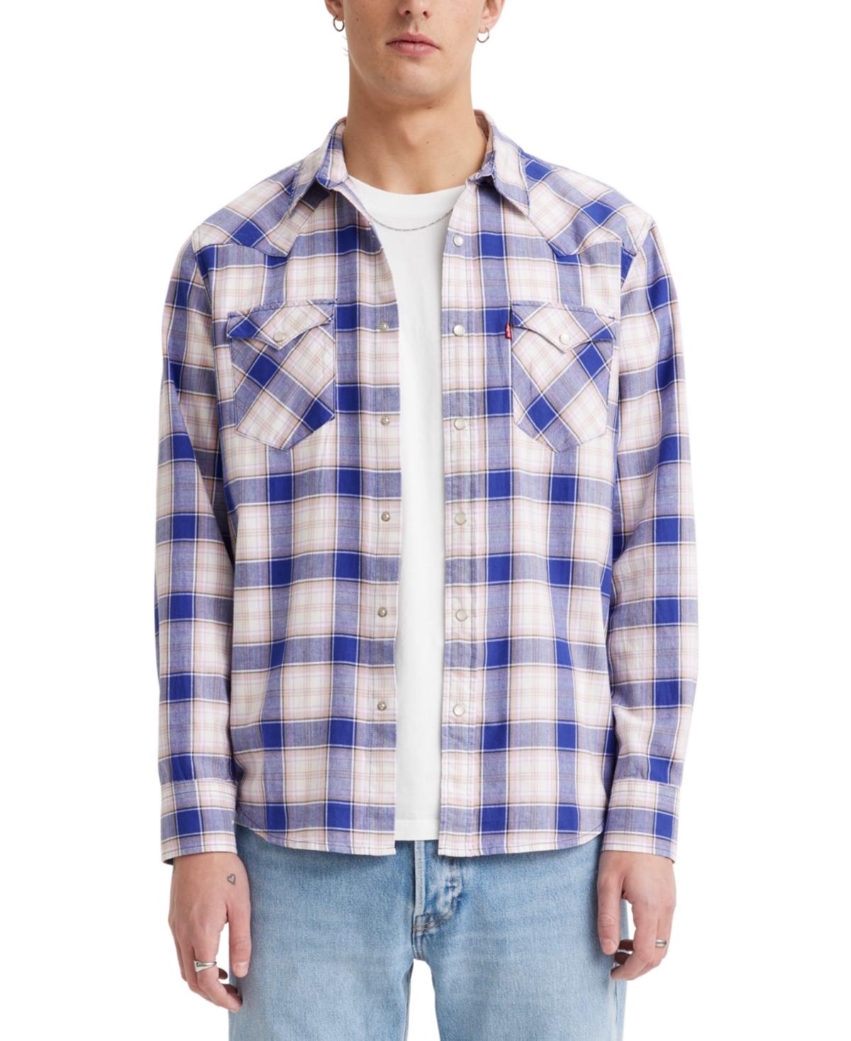 Shop Levi's Men's Classic Standard Fit Western Shirt In Hugo Plaid Sodalite Blue