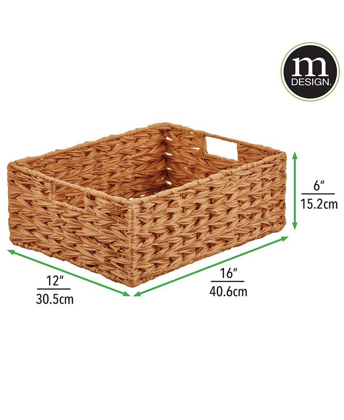mDesign Woven Farmhouse Kitchen Pantry Food Storage Basket Box, Large