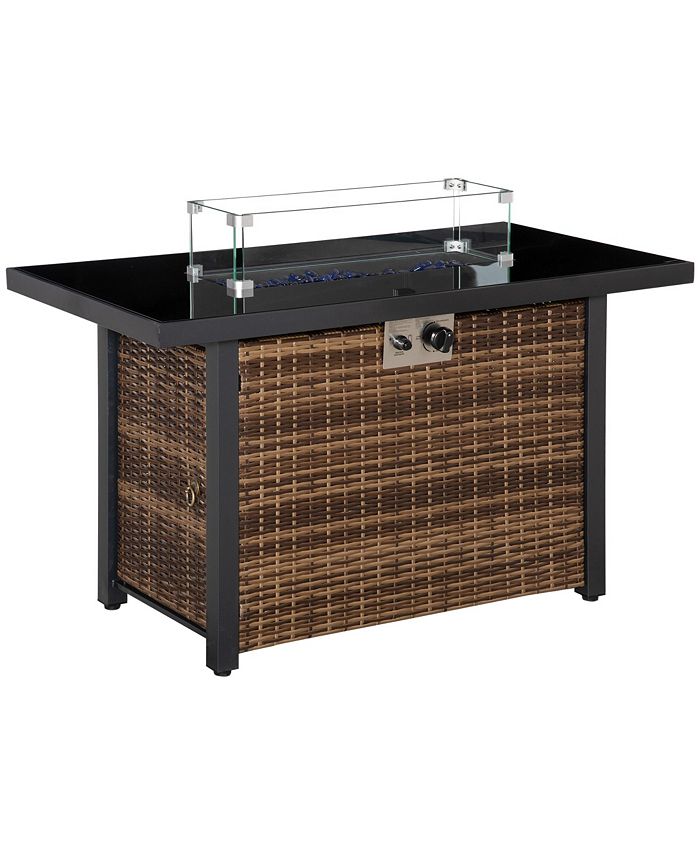 Outsunny 43in Outdoor Propane Gas Fire Pit Table, 50,000 BTU Auto