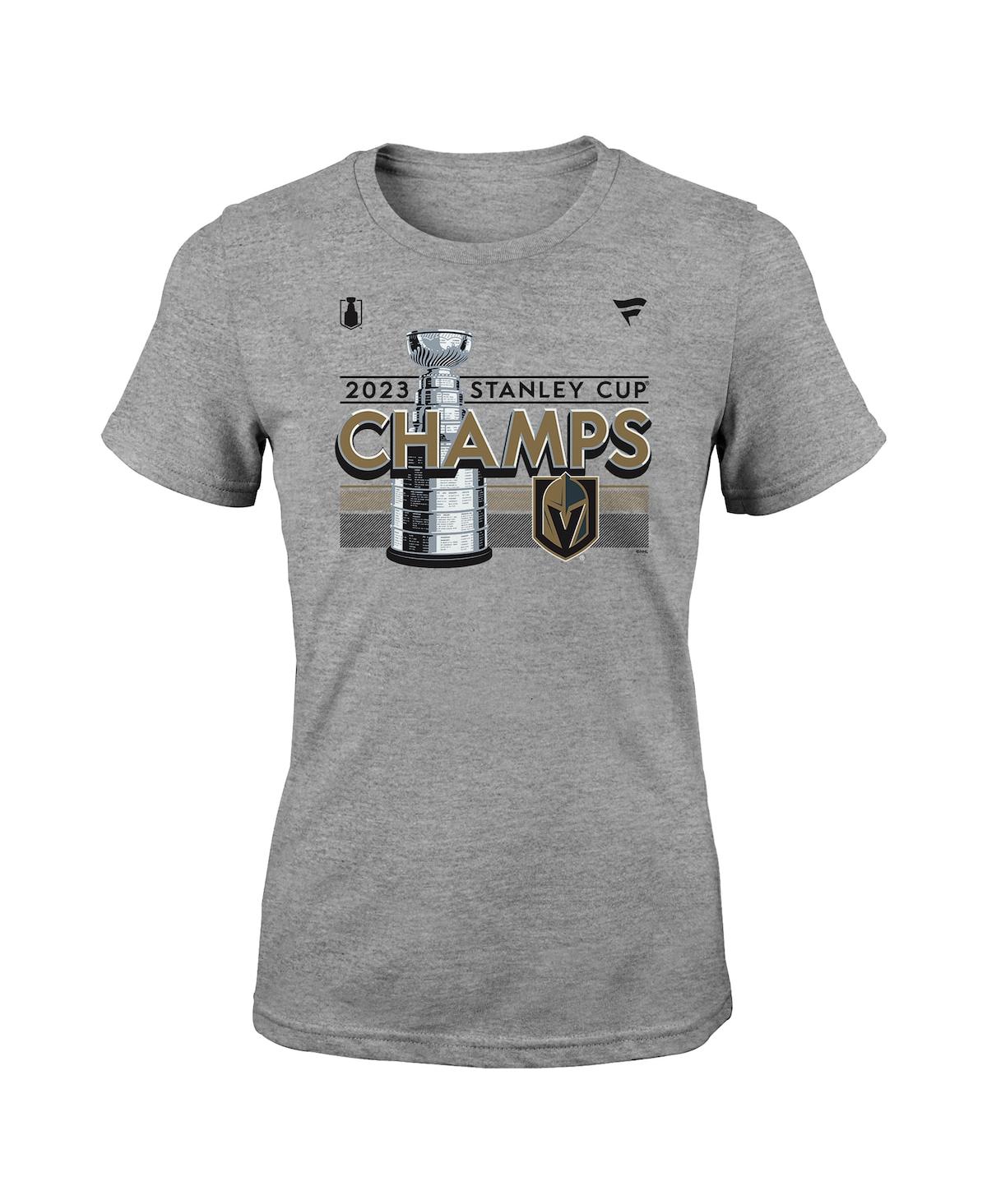 FANATICS BIG GIRLS FANATICS HEATHER GRAY VEGAS GOLDEN KNIGHTS 2023 STANLEY CUP CHAMPIONS LOCKER ROOM T-SHIRT 