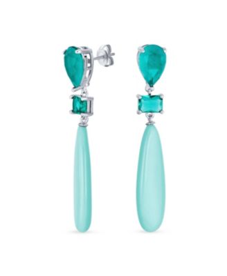 Linear Multi Color Chandelier Elongated Long Teardrop Dangling Earrings