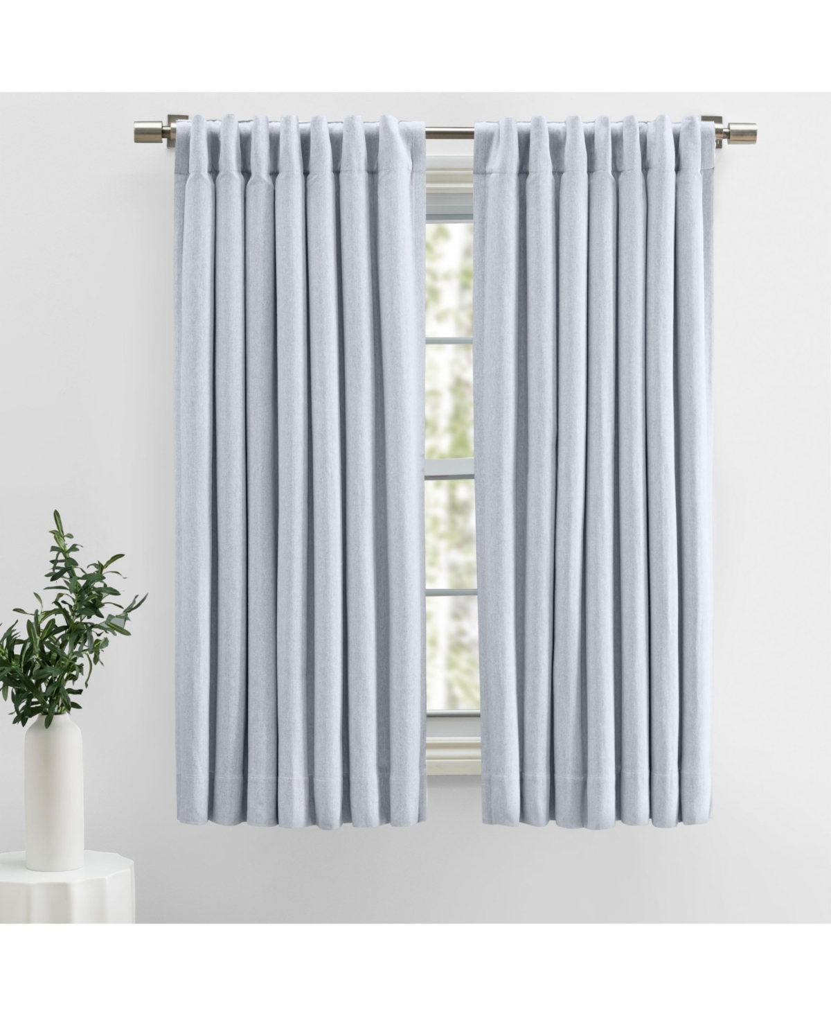 Ricardo Herringbone Lined Rod Pocket With Back Tabs Short Curtain Panel 48"W x 45"L