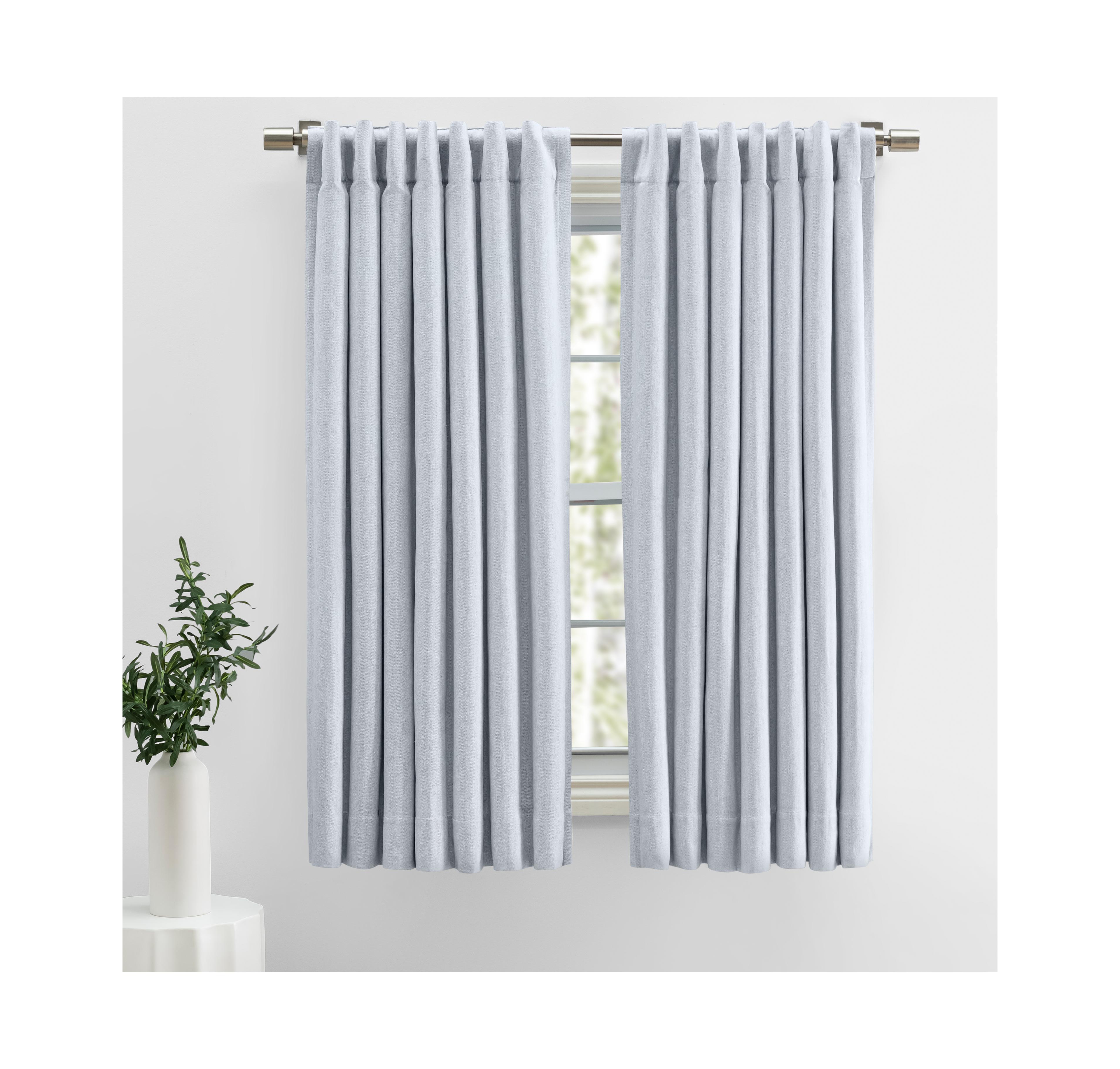 Ricardo Herringbone Lined Rod Pocket With Back Tabs Short Curtain Panel 48"W x 45"L