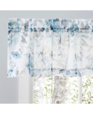Whimsical Semi-Sheer Floral Rod Pocket Curtain Valance 54"W x 13"L