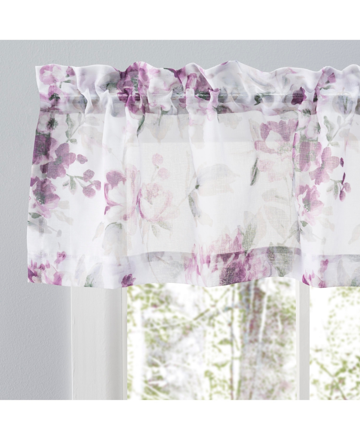 Ricardo Whimsical Semi-Sheer Floral Rod Pocket Curtain Valance 54"W x 13"L