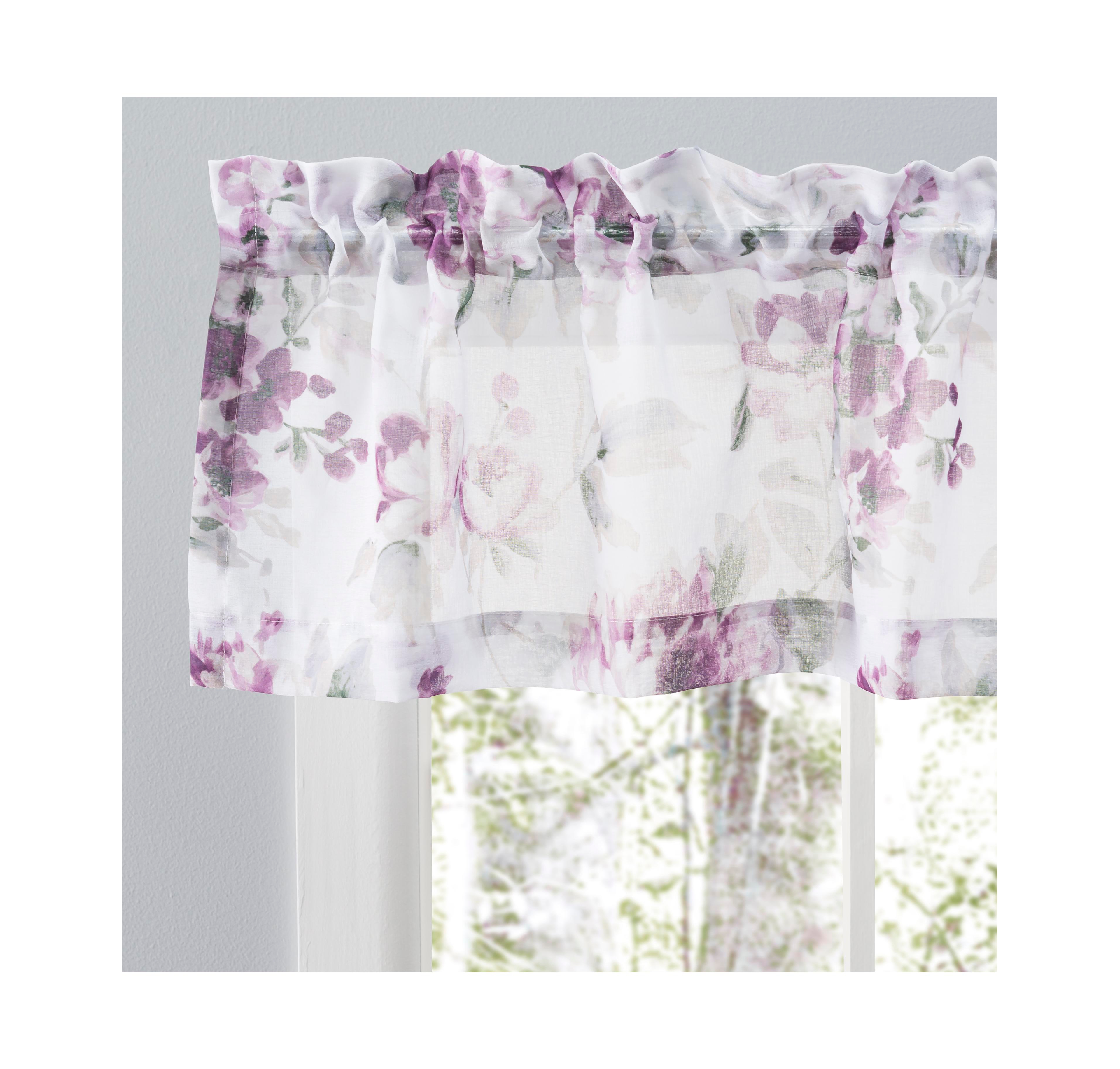 Ricardo Whimsical Semi-Sheer Floral Rod Pocket Curtain Valance 54"W x 13"L