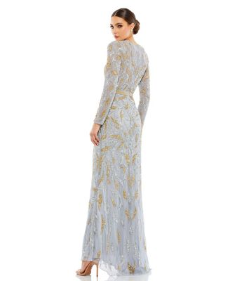 Mac Duggal Women's Beaded Long Sleeve Evening Gown - Macy's