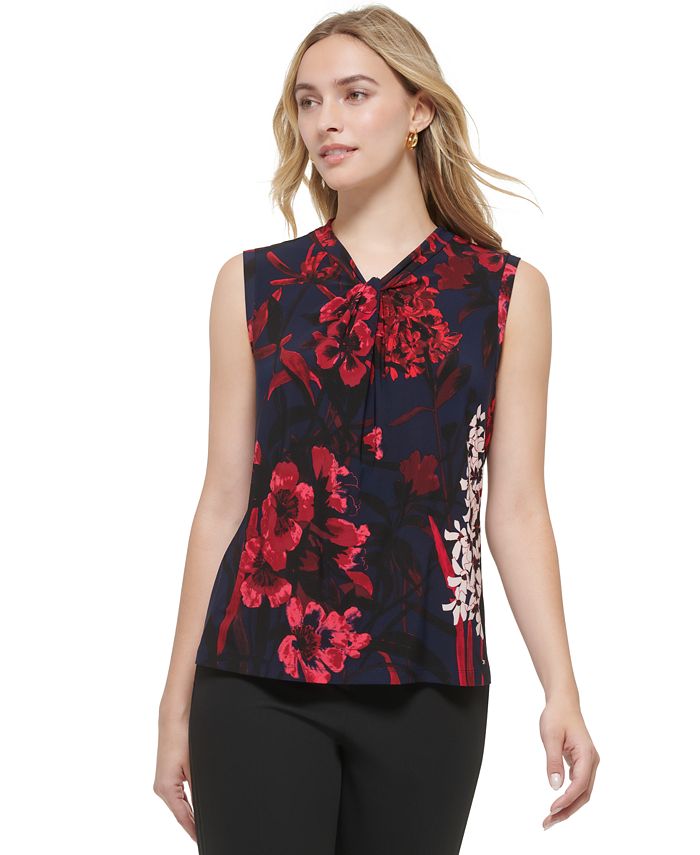 Tommy Hilfiger Women's Sleeveless Knot-Neck Top - Macy's