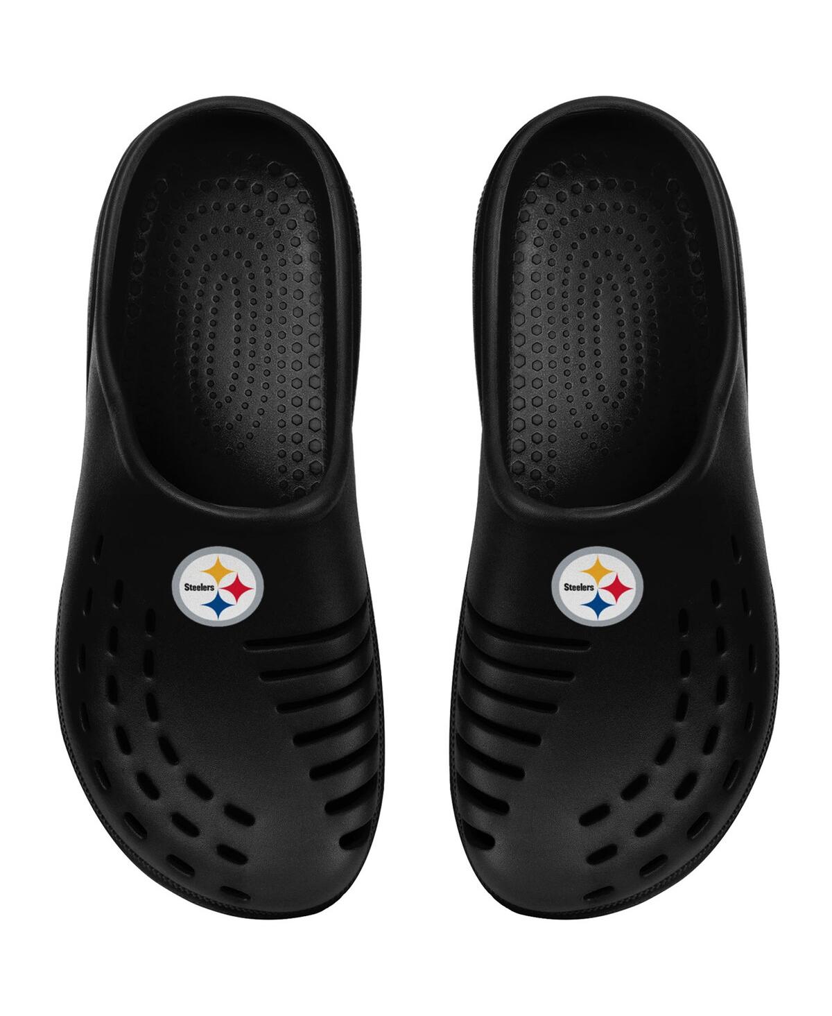 FOCO BIG BOYS AND GIRLS FOCO BLACK PITTSBURGH STEELERS SUNNY DAY CLOGS 