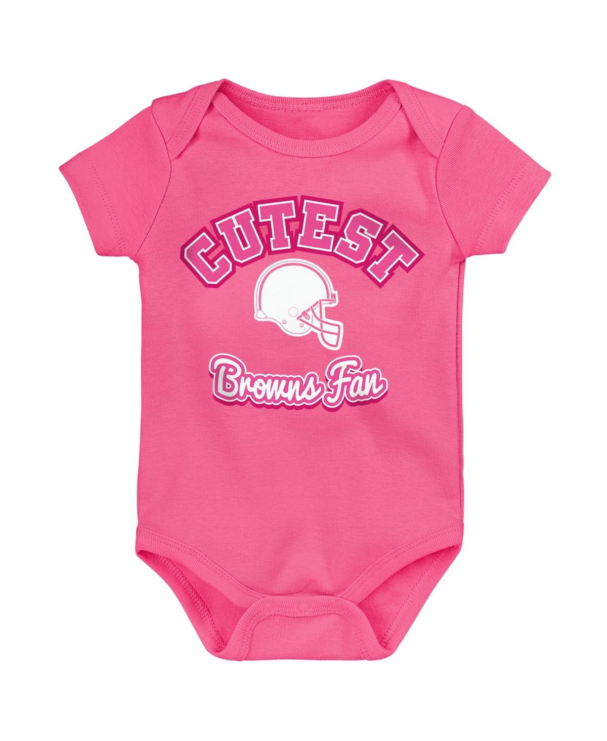 Shop Outerstuff Girls Newborn And Infant Pink Cleveland Browns Cutest Fan Bodysuit