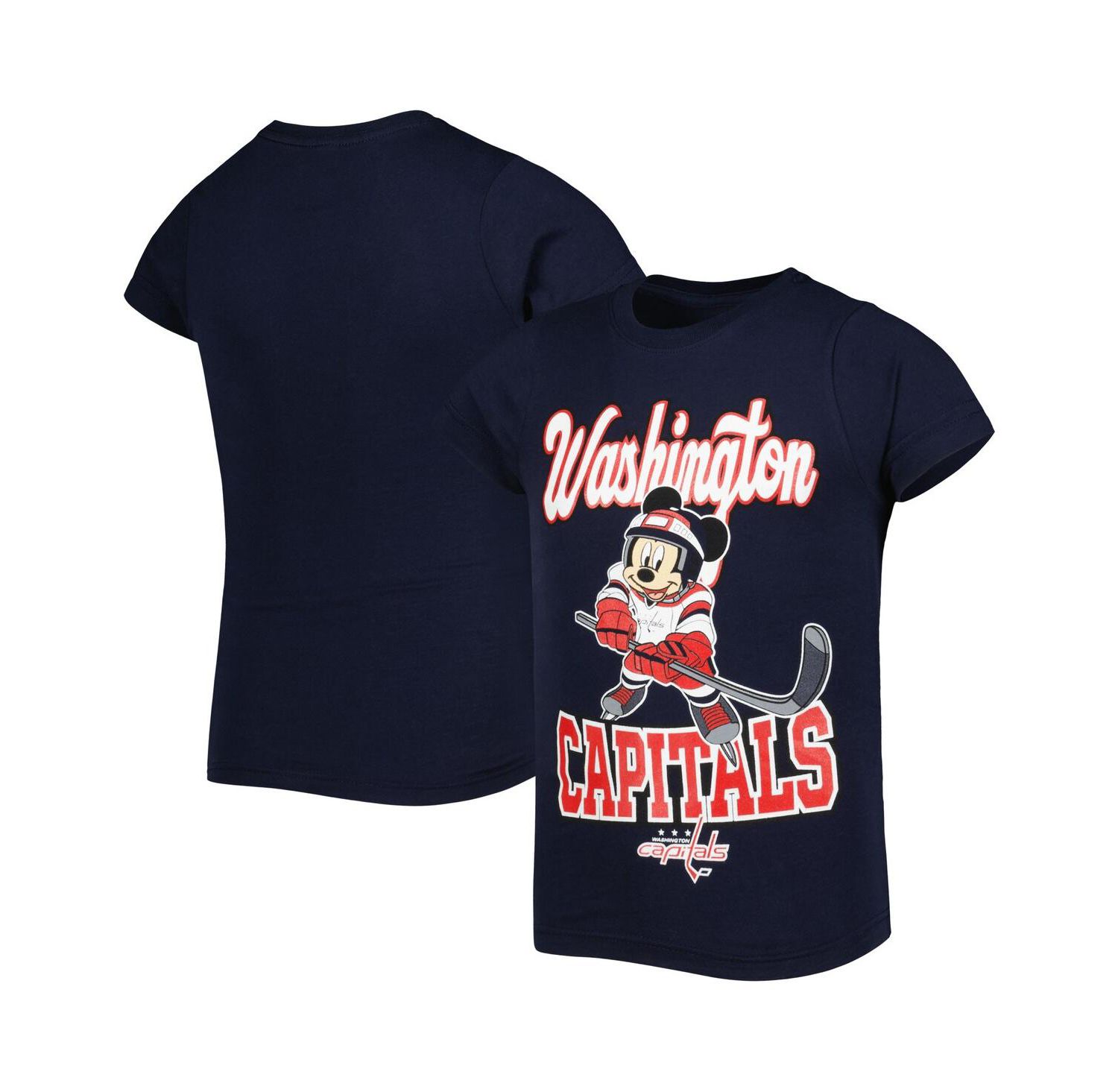 Big Girls Navy Washington Capitals Mickey Mouse Go Team Go T-shirt