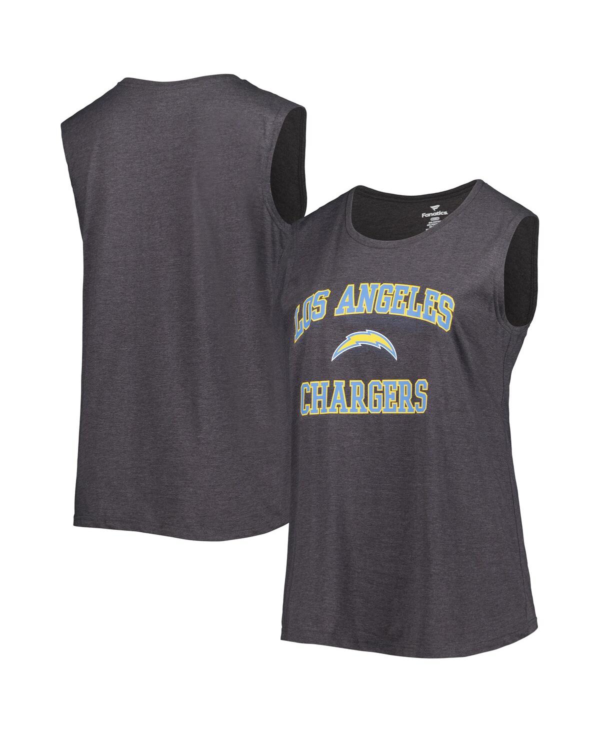Fanatics Women's  Heather Charcoal Los Angeles Chargers Plus Size Tank Top