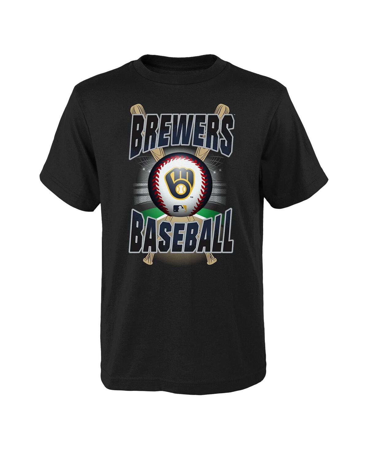 Outerstuff Kids' Big Boys Black Milwaukee Brewers Special Event T-shirt