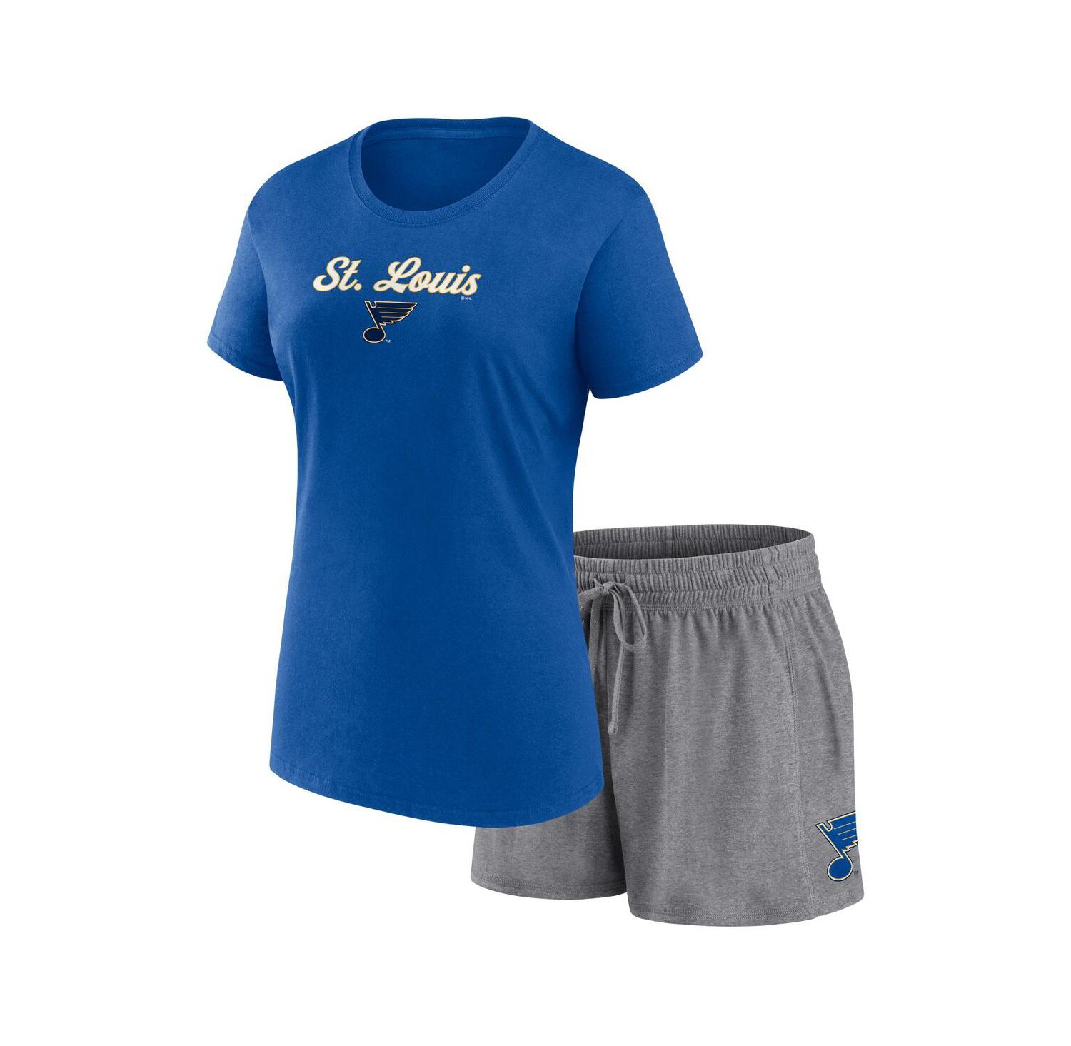 Women's Blue, Gray St. Louis Blues Script T-shirt and Shorts Set