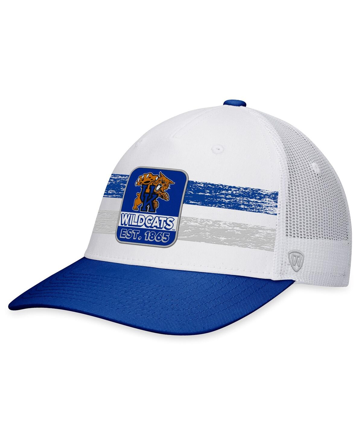Top Of The World Men's  White, Royal Kentucky Wildcats Retro Fade Snapback Hat In White,royal
