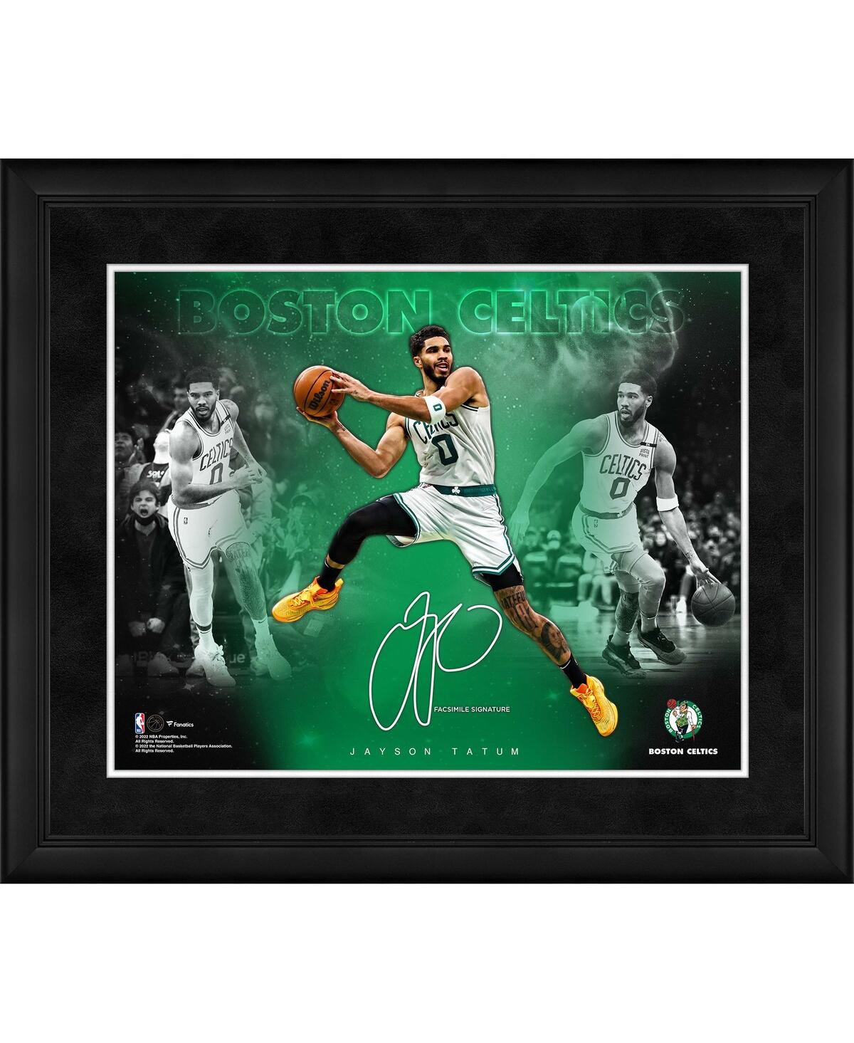 Fanatics Authentic Jayson Tatum Boston Celtics Facsimile Signature Framed 16" X 20" Stars Of The Game Collage In Multi