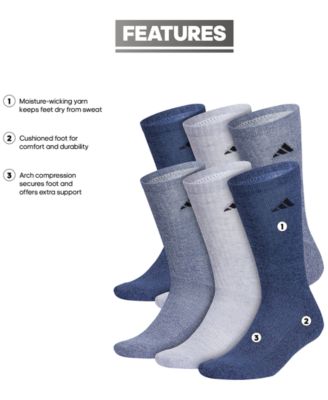Men's Cushioned Athletic 6-Pack Crew Socks