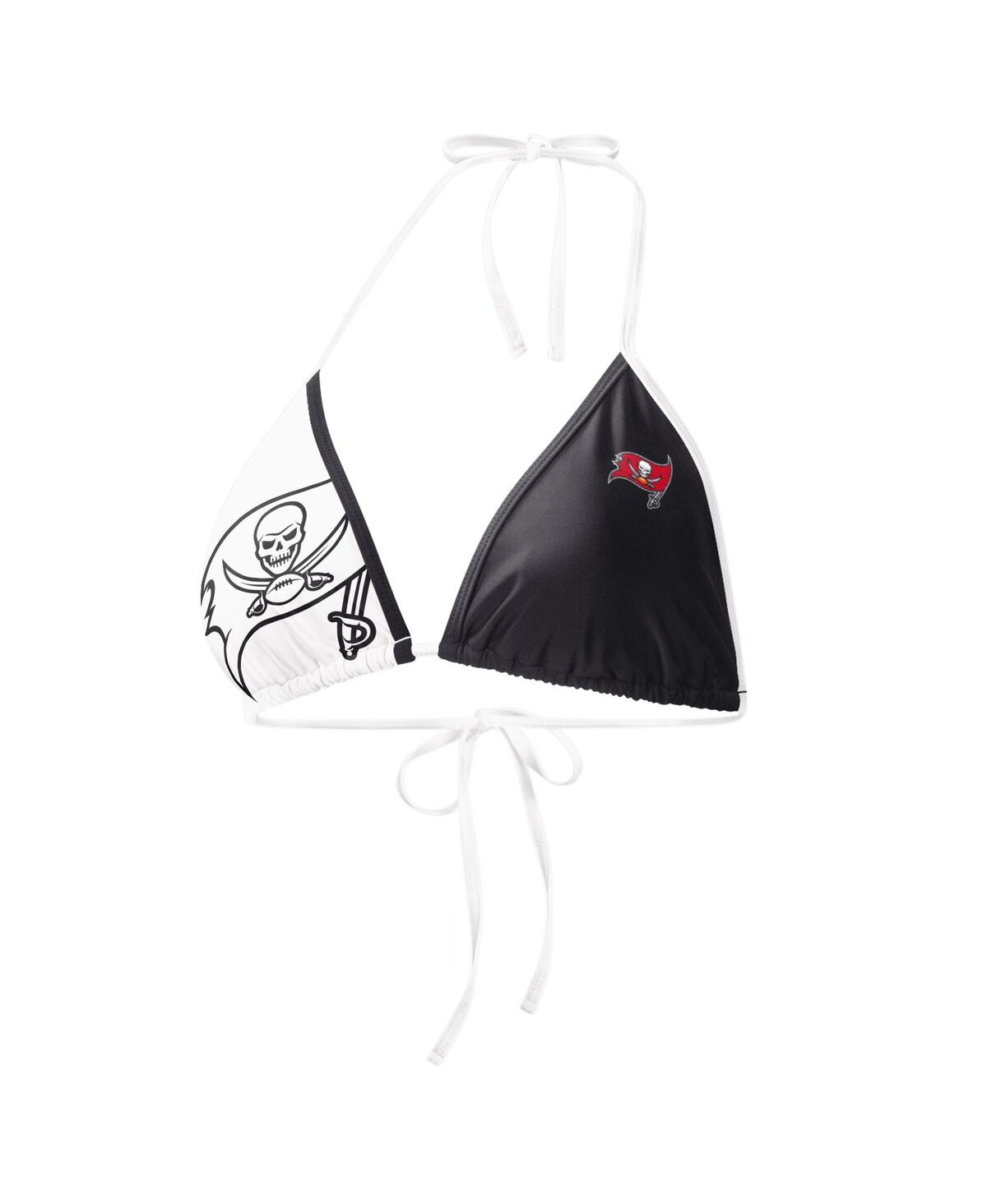 Shop G-iii 4her By Carl Banks Women's  Black, White Tampa Bay Buccaneers Play Action Bikini Top In Black,white
