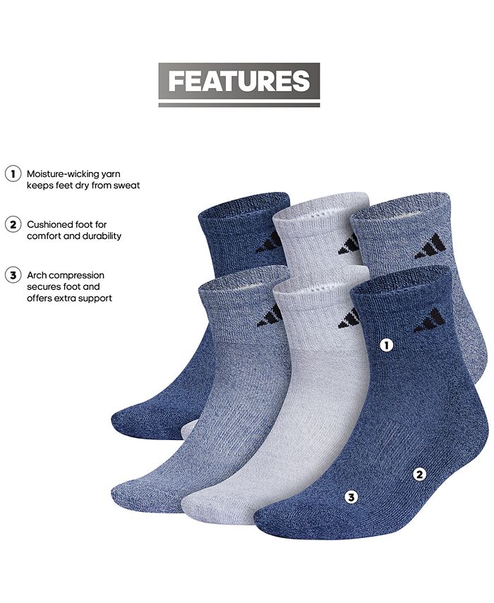 adidas Men's 6pk.Athletic Cushioned Quarter Socks Macy's