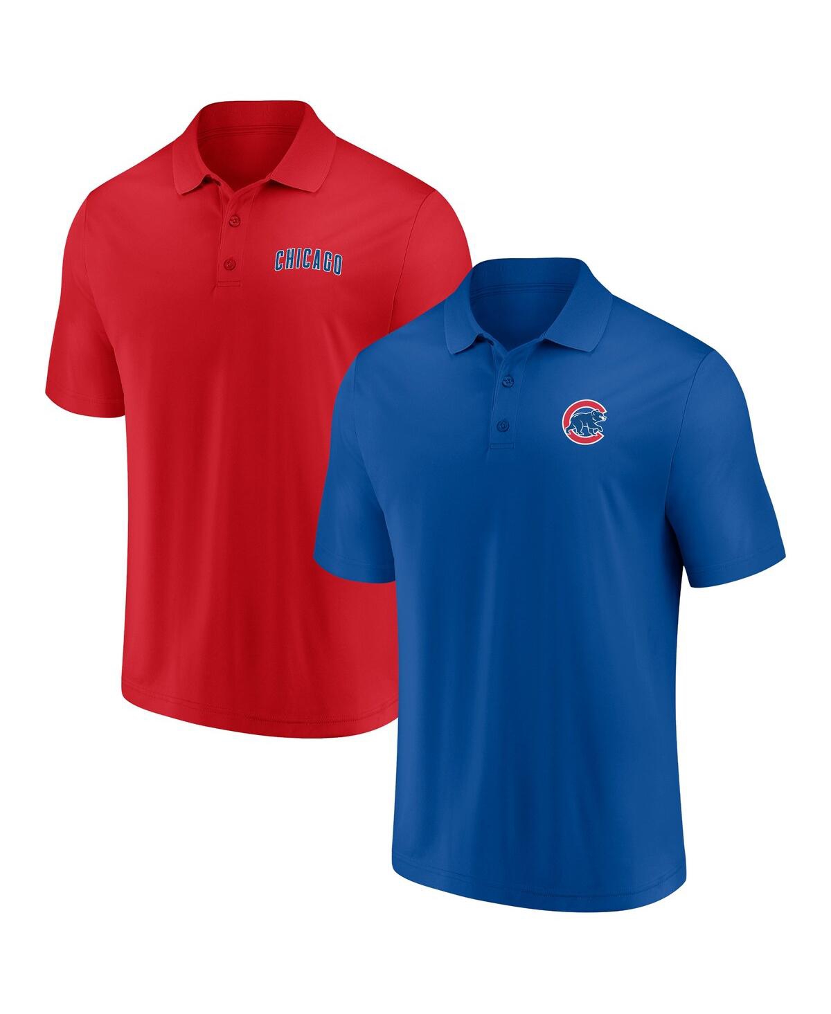 Fanatics Men's  Royal, Red Chicago Cubs Dueling Logos Polo Shirt Combo Set In Royal,red