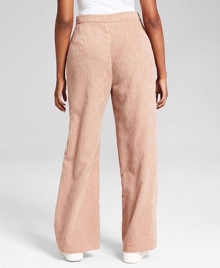 Pleated Cotton Corduroy Wide Leg Pants