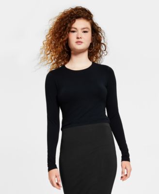 Bar III - Women's Round-Neck Long-Sleeve Jersey Top