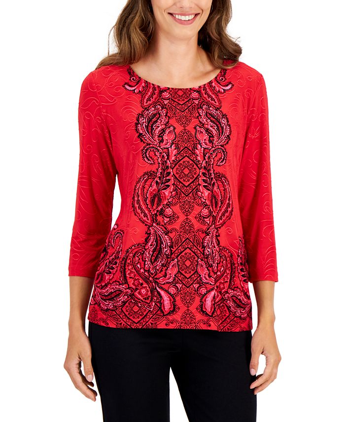 Jm collection jacquard online tops