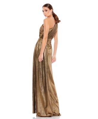 Women's Ieena Metallic Draped One Shoulder Grecian Dress