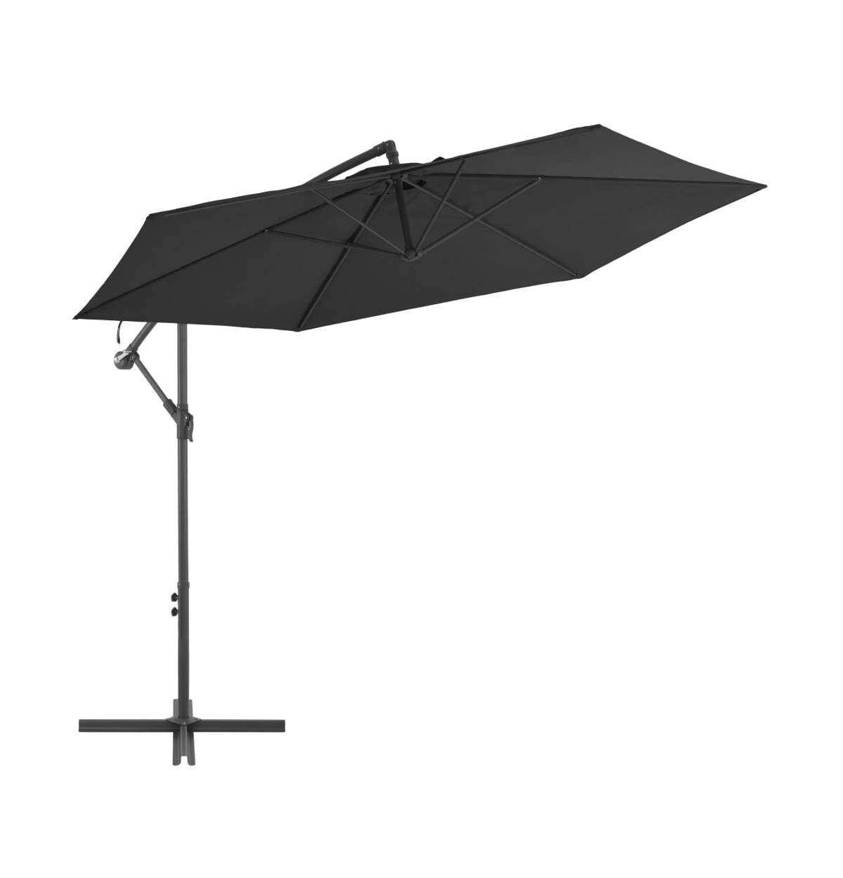 Cantilever Umbrella with Aluminum Pole 118.1" Black - Black
