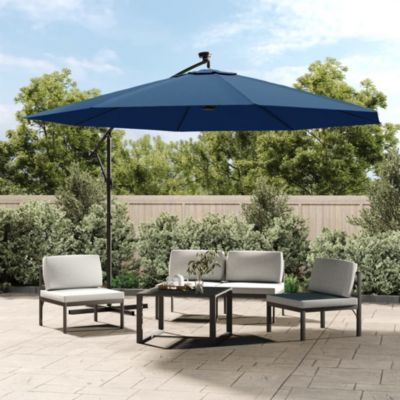 Cantilever Umbrella with LED Lights Azure Blue 137.8"