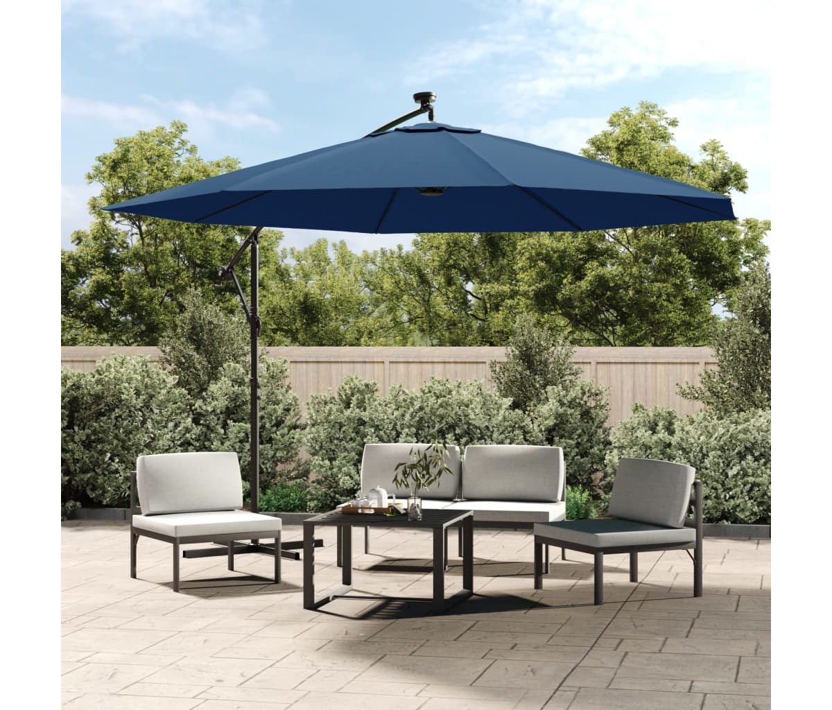 Cantilever Umbrella with Led Lights Azure Blue 137.8"