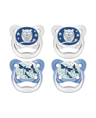 PreVent Orthodontic Baby Pacifier, 0-6m, 4-Pack, Glow in the Dark, Blue