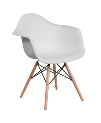 Alda Series Polypropylene Accent Chair With Gently Curved Arms And Metal Braced Wooden Legs
