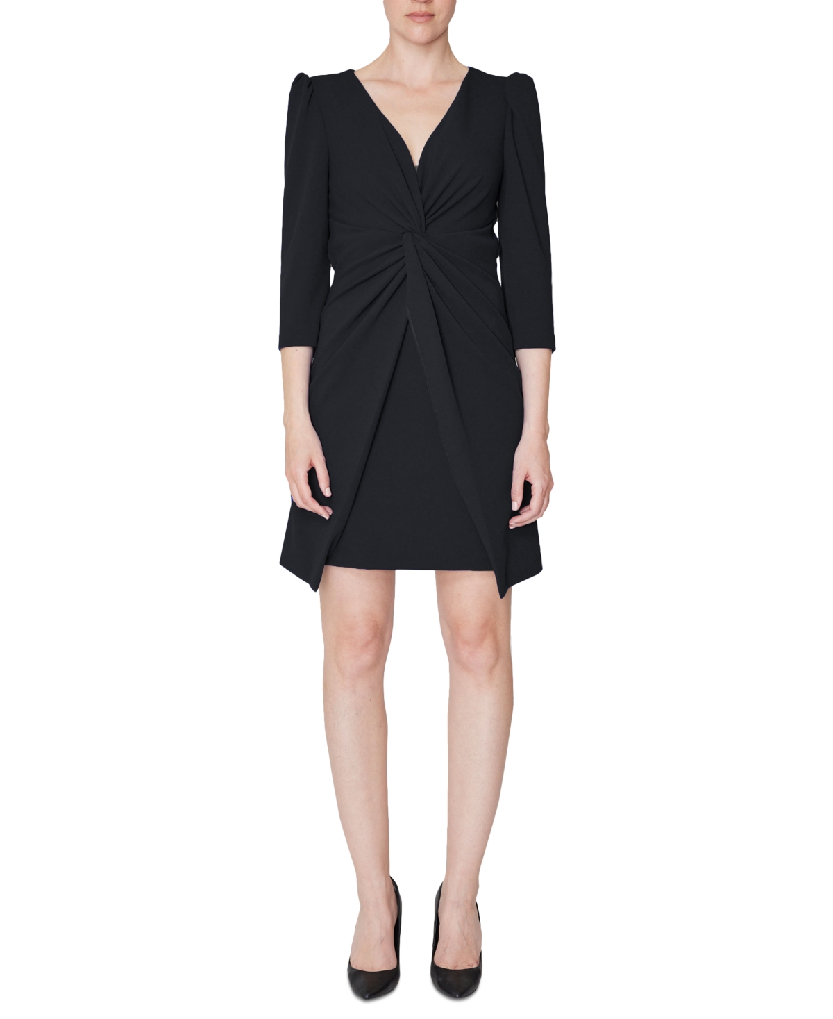 Julia Jordan Women's Puffed-shoulder Twist-front Dress In Black
