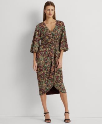 Lauren Ralph Lauren - Women's Floral Jersey Tie-Front Midi Dress