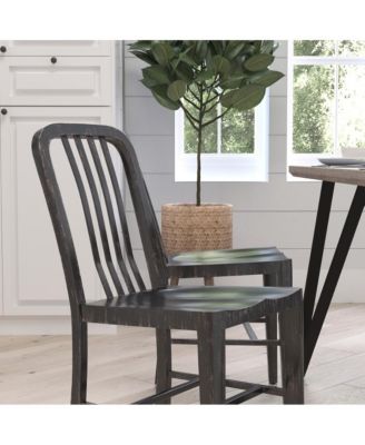 Santorini 18 Inch Galvanized Steel Indoor/Outdoor Dining Chair With Slatted Back And Powder Coated Finish