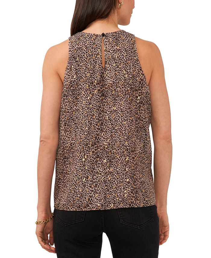 Vince Camuto Women's Printed Shirred Sleeveless Top - Macy's
