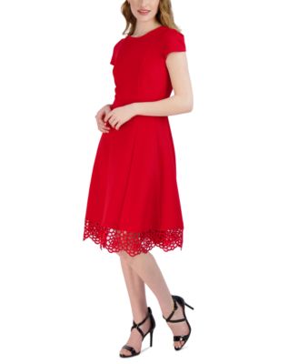 Women's Round-Neck Sleeveless Fit & Flare Dress