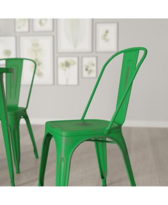 Banks Indoor/Outdoor Stacking Metal Dining Chair With Single Slat Back And Distressed Powder Coated Finish