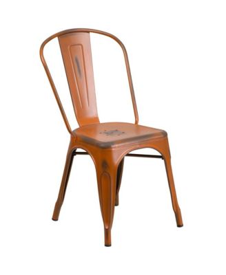 Banks Indoor/Outdoor Stacking Metal Dining Chair With Single Slat Back And Distressed Powder Coated Finish