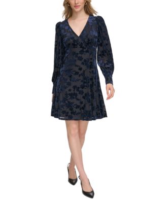 Calvin Klein Women's Velvet Burnout A-Line Dress - Macy's