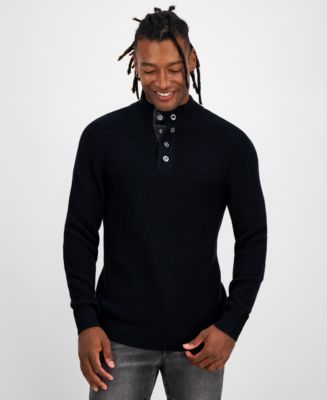 I.N.C. International Concepts Men's Faux-Leather-Trim Mock-Neck