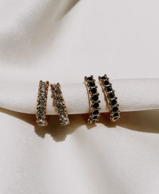 18k Gold-Plated Small Cubic Zirconia Oval Hoop Earrings