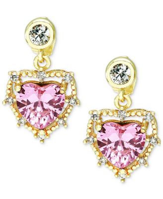 Heymaeve - 18k Gold-Plated Cubic Zirconia Heart Drop Earrings