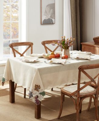 Elrene Happy Fall Leaves Cutwork Fabric Tablecloth, 60