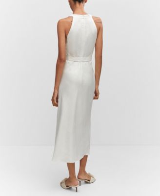 MANGO Women's Belt Linen Dress - Macy's