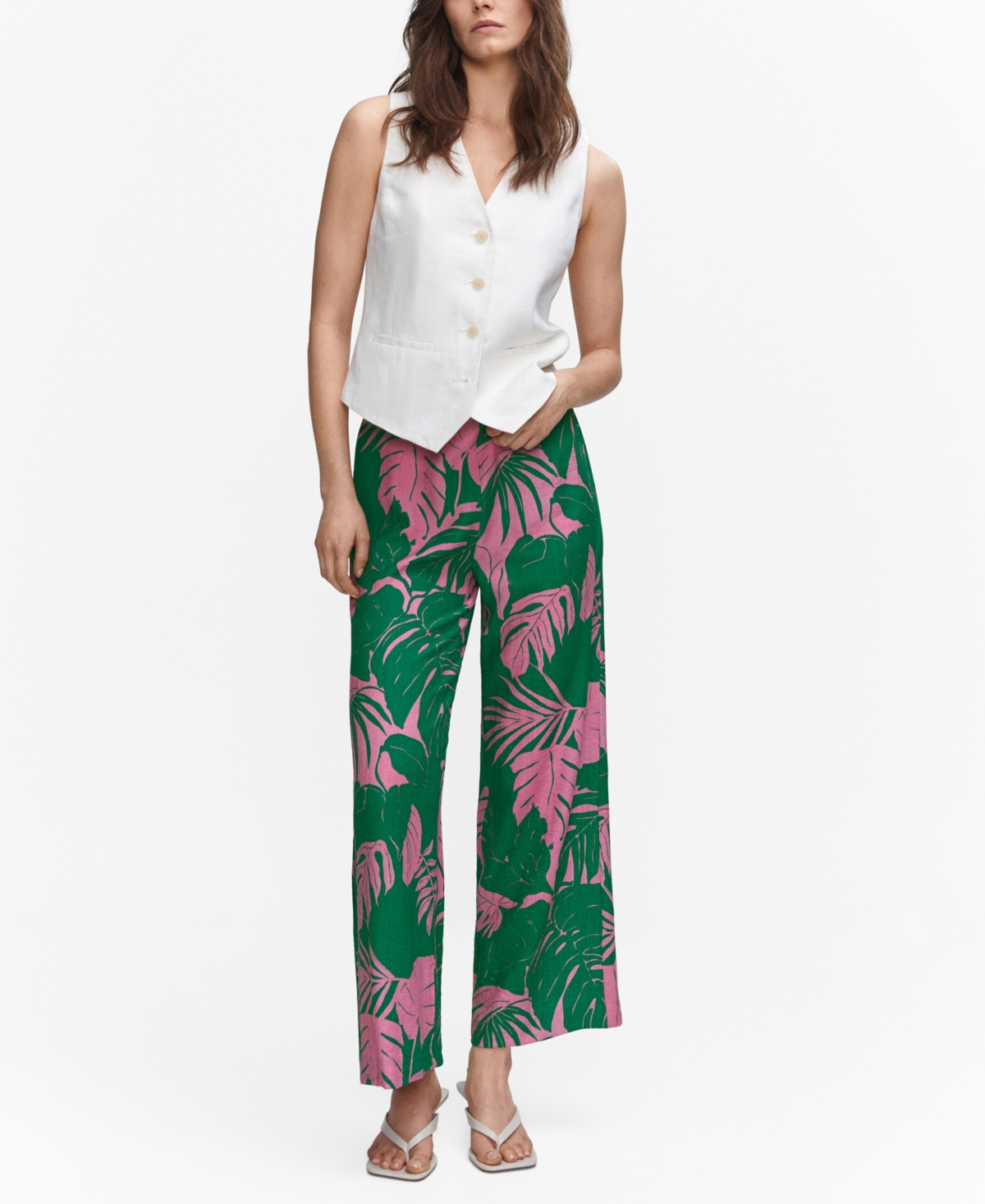 Mango Trousers Green In Green